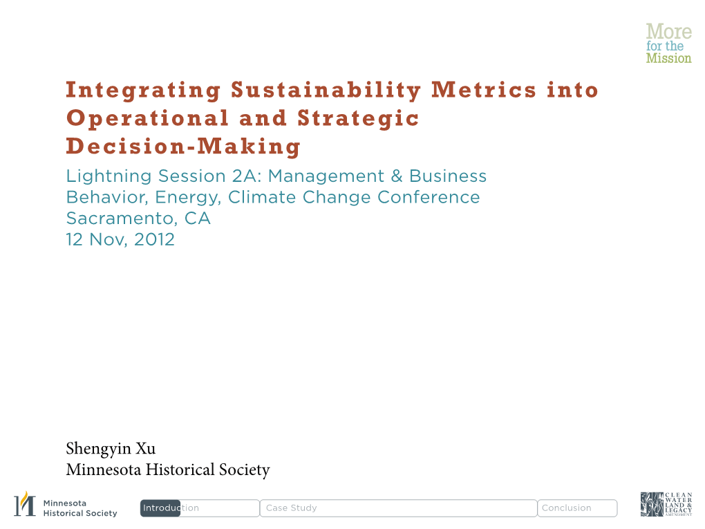 Sustainability Metrics Presentation BECC 20121112