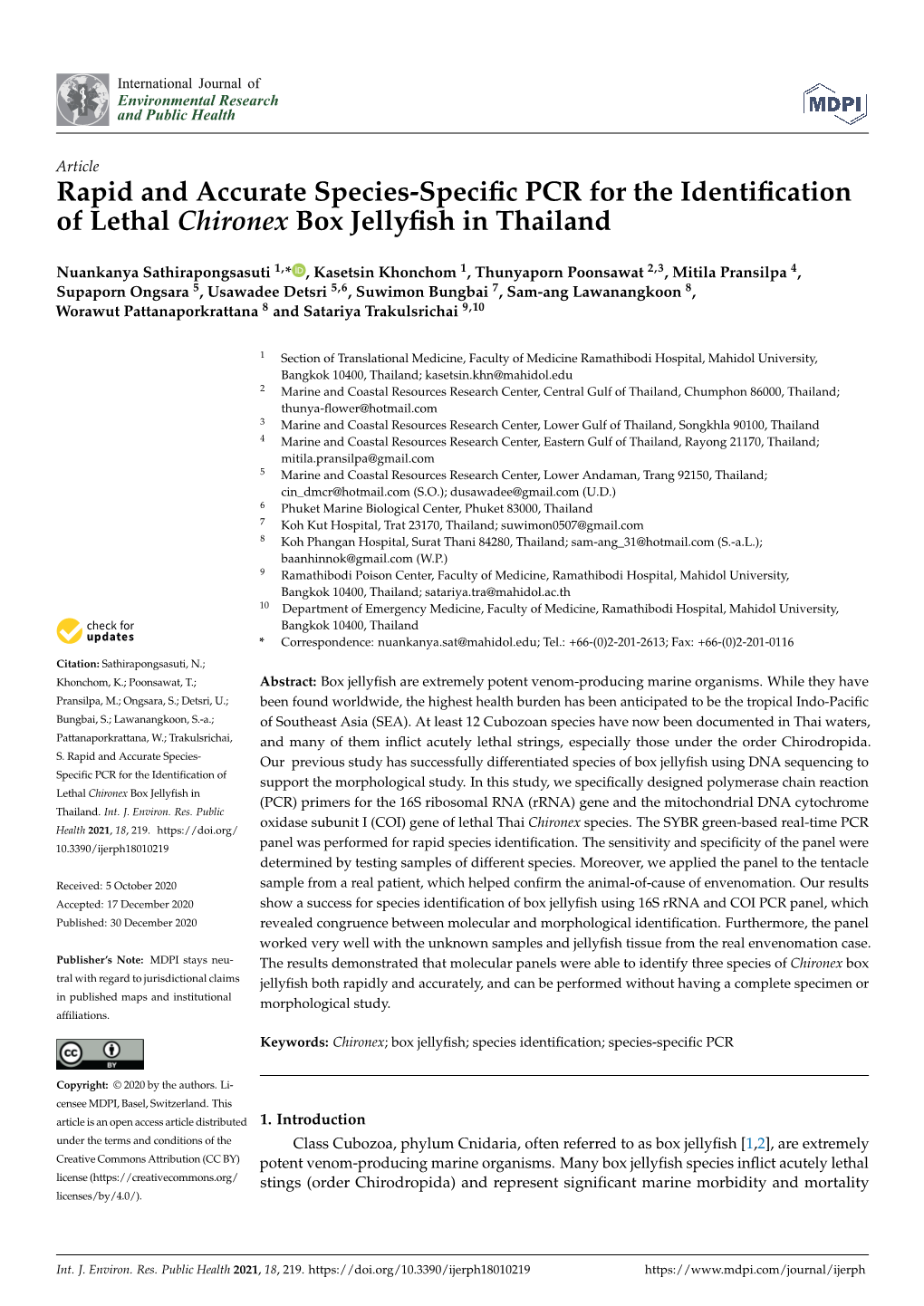 Rapid and Accurate Species-Specific PCR for the Identification of Lethal