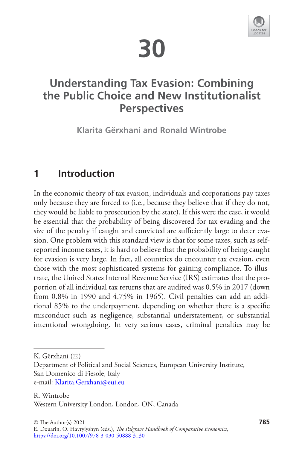 Understanding Tax Evasion: Combining the Public Choice and New Institutionalist Perspectives