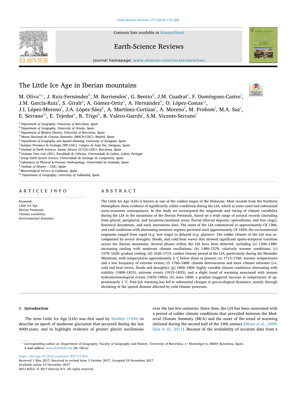 The Little Ice Age in Iberian Mountains T ⁎ M