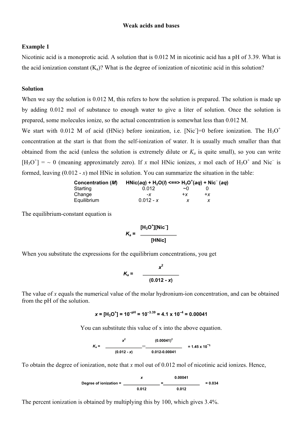 Example 1 Nicotinic Acid Is a Monoprotic Acid