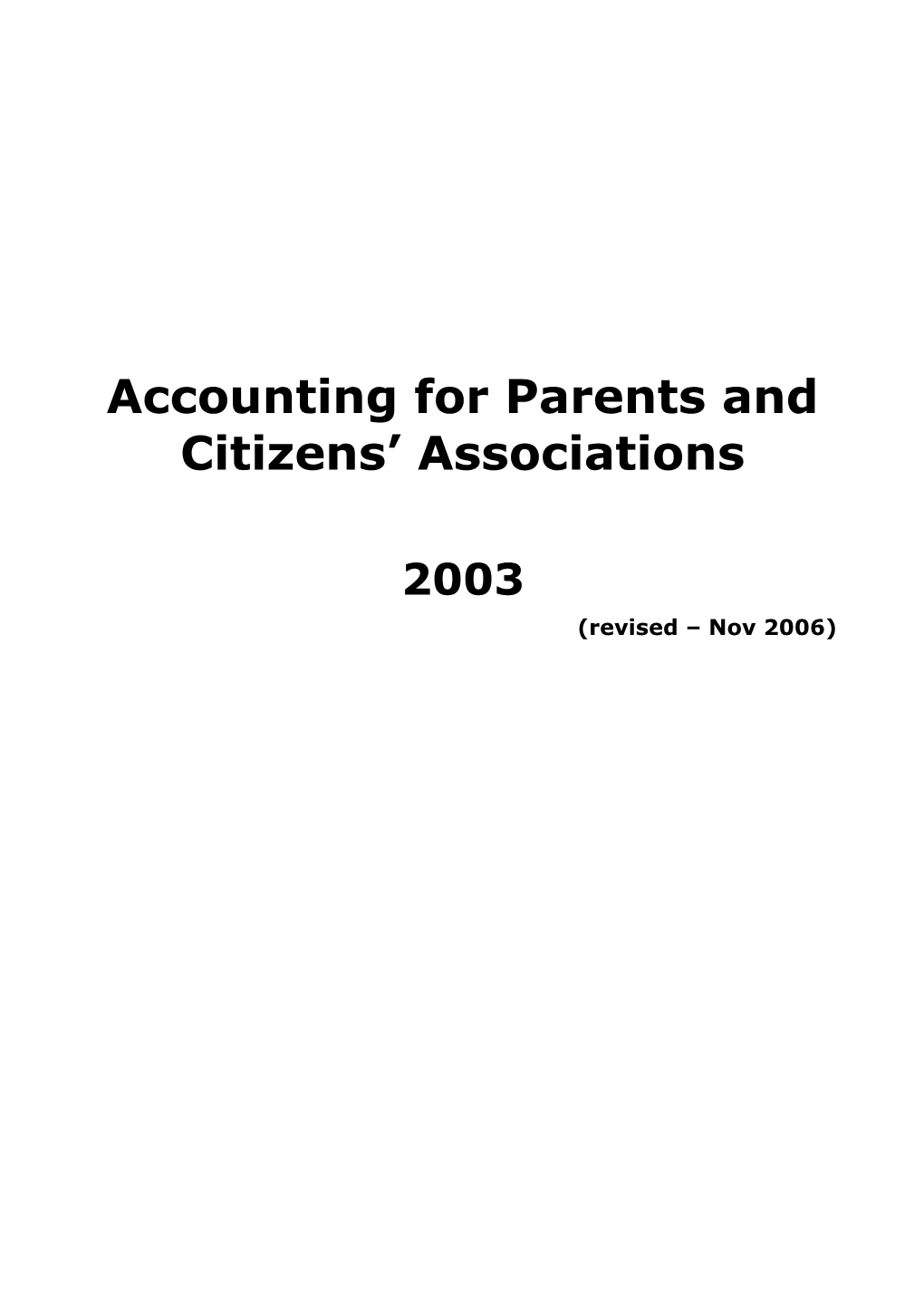 Accounting for Parents and Citizens Associations