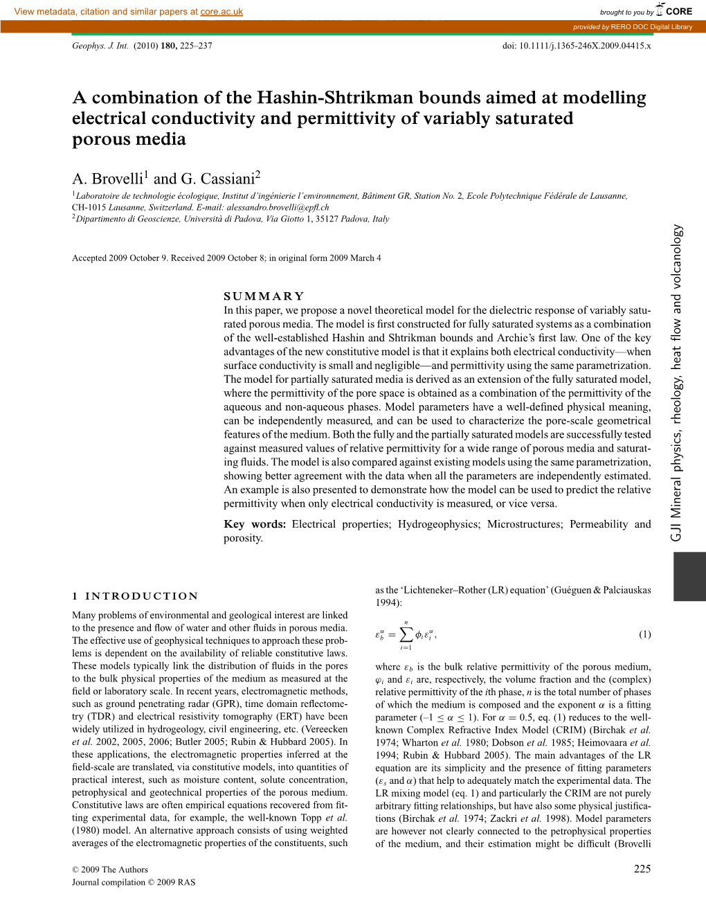 Geophysical Journal International Provided by RERO DOC Digital Library Geophys