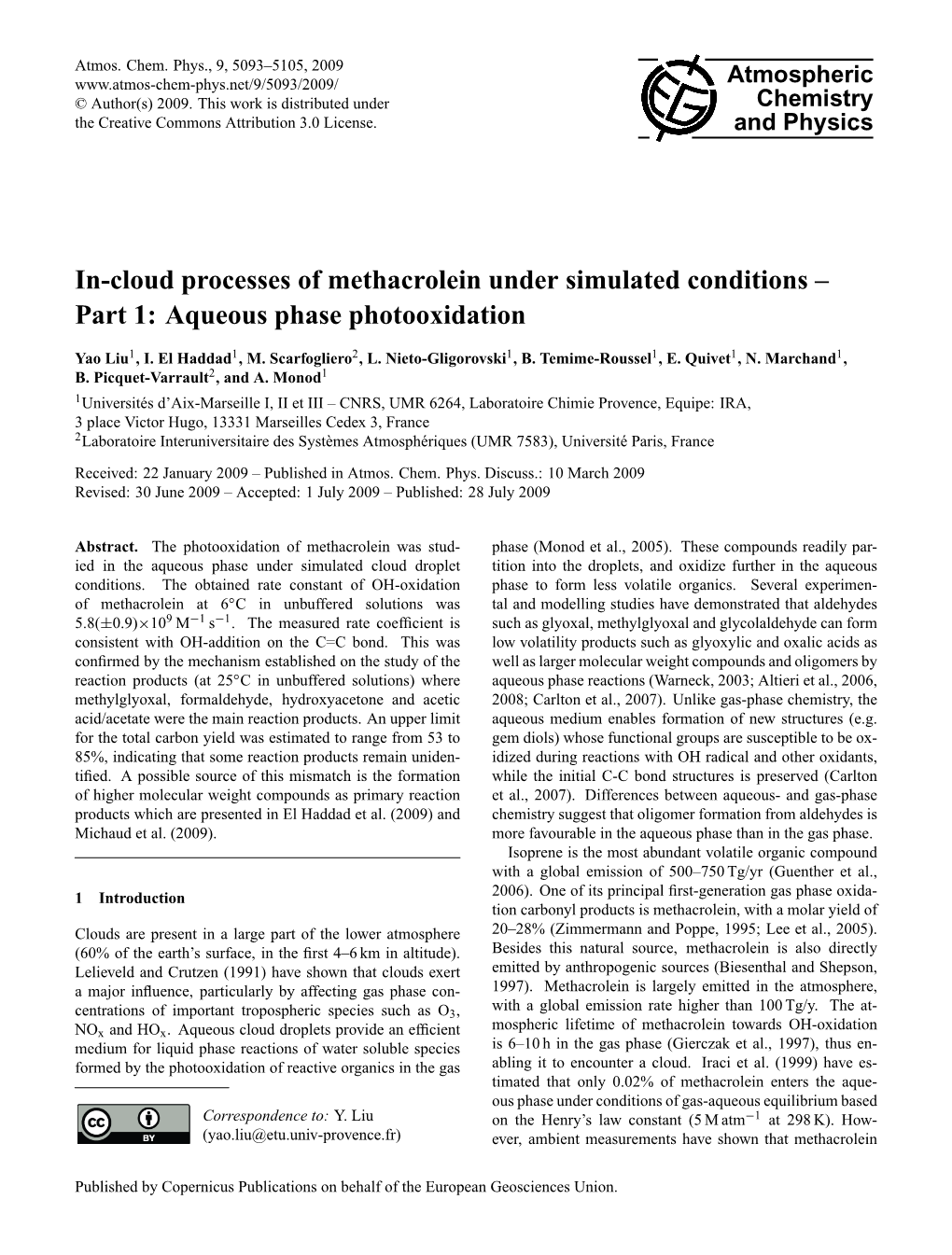 Aqueous Phase Photooxidation