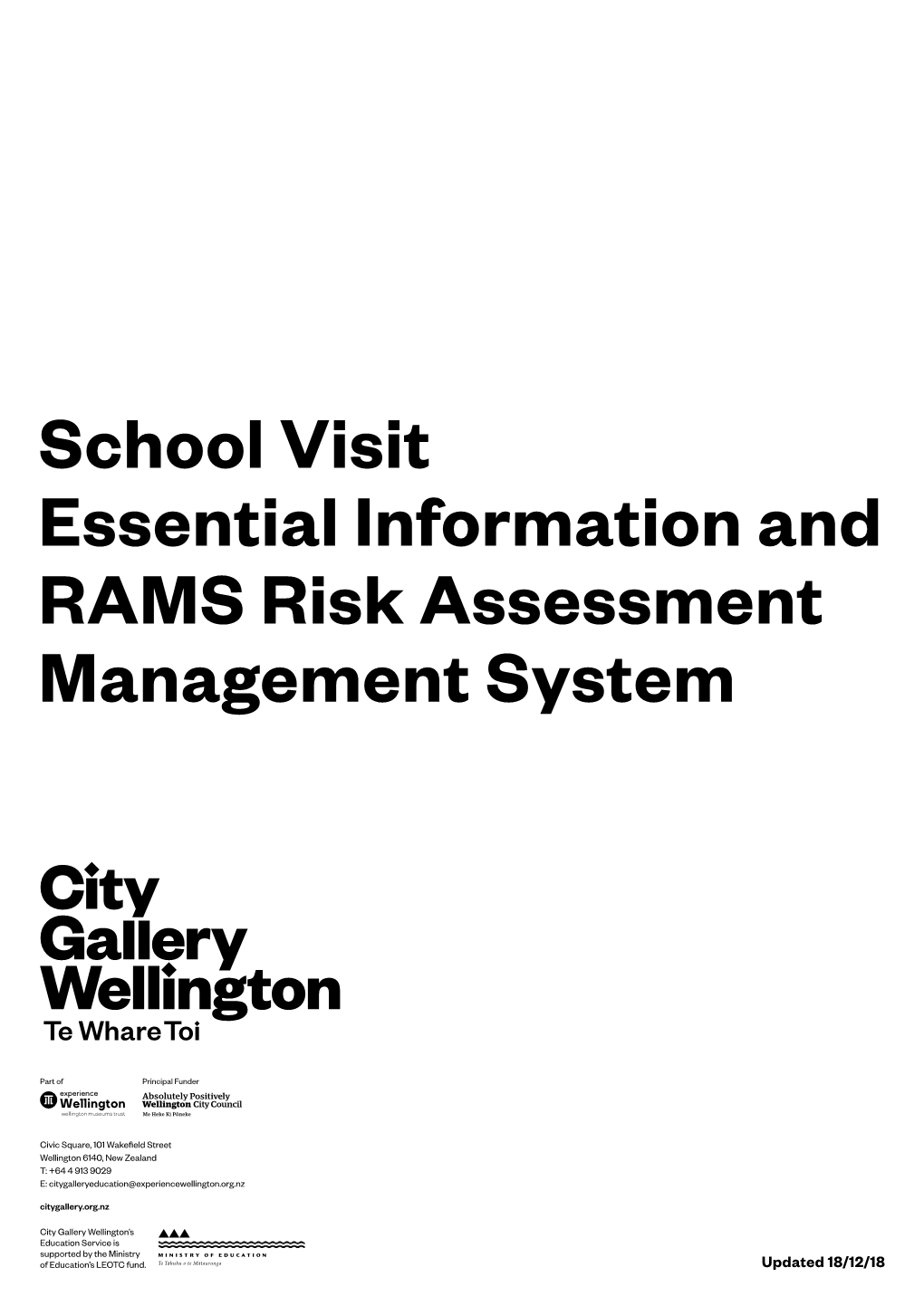 Updated 18/12/18 School Visit Essential Information