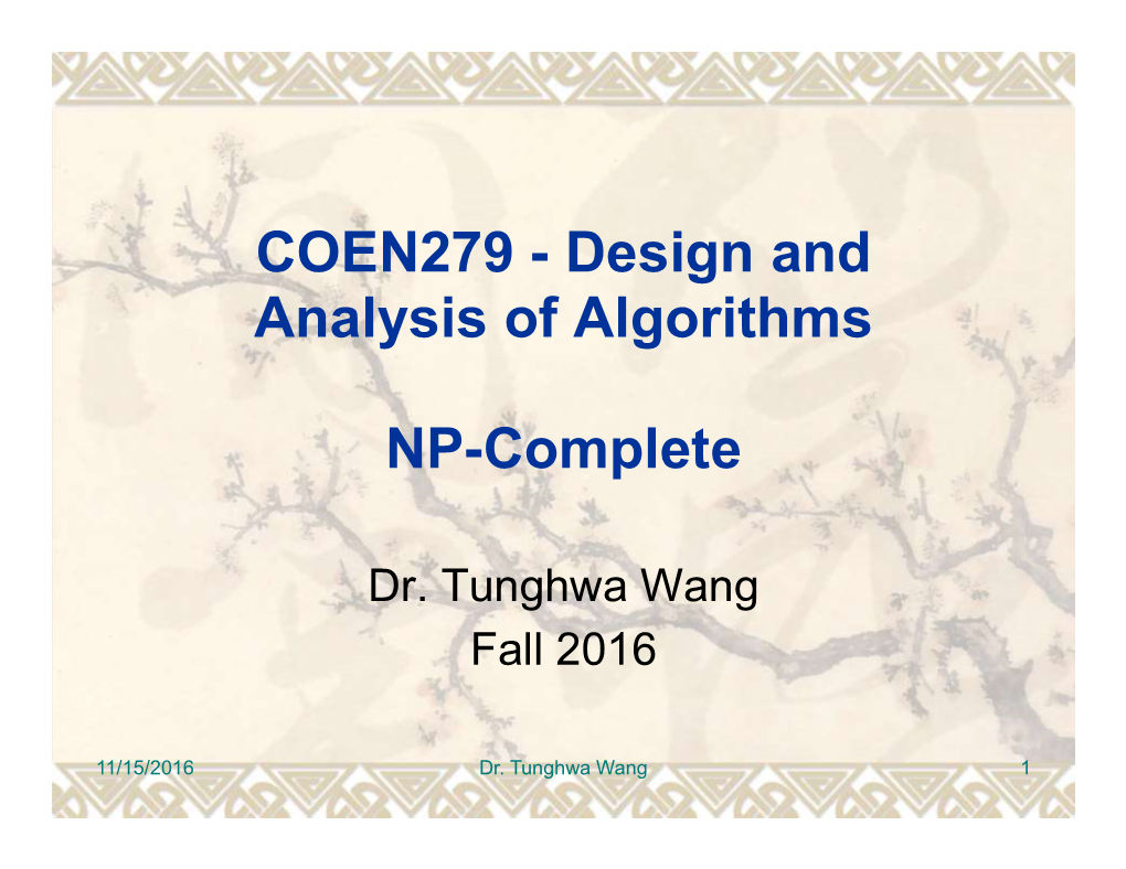 COEN279 - Design and Analysis of Algorithms