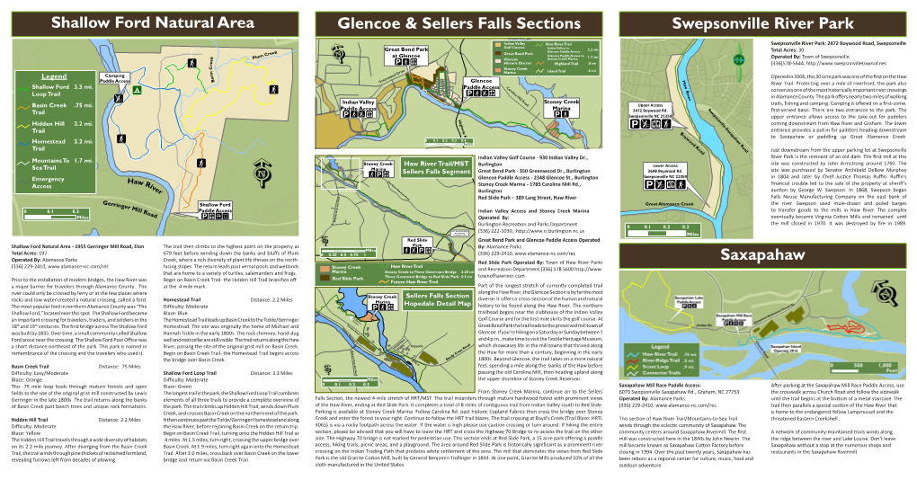 Glencoe & Sellers Falls Sections Saxapahaw Swepsonville River