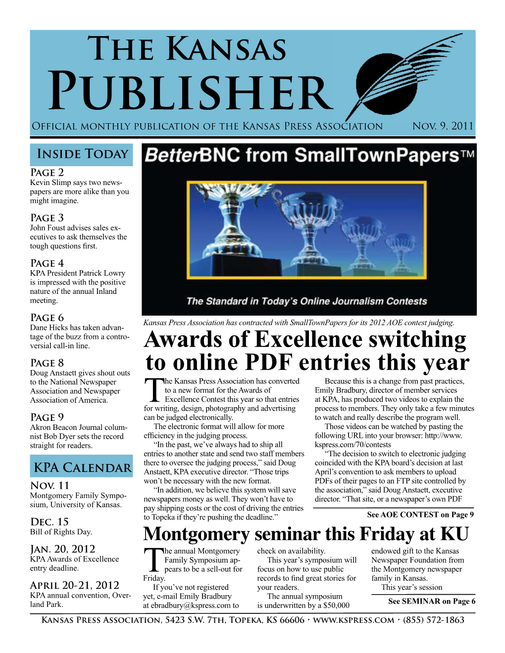 The Kansas Publisher Official Monthly Publication of the Kansas Press Association Nov