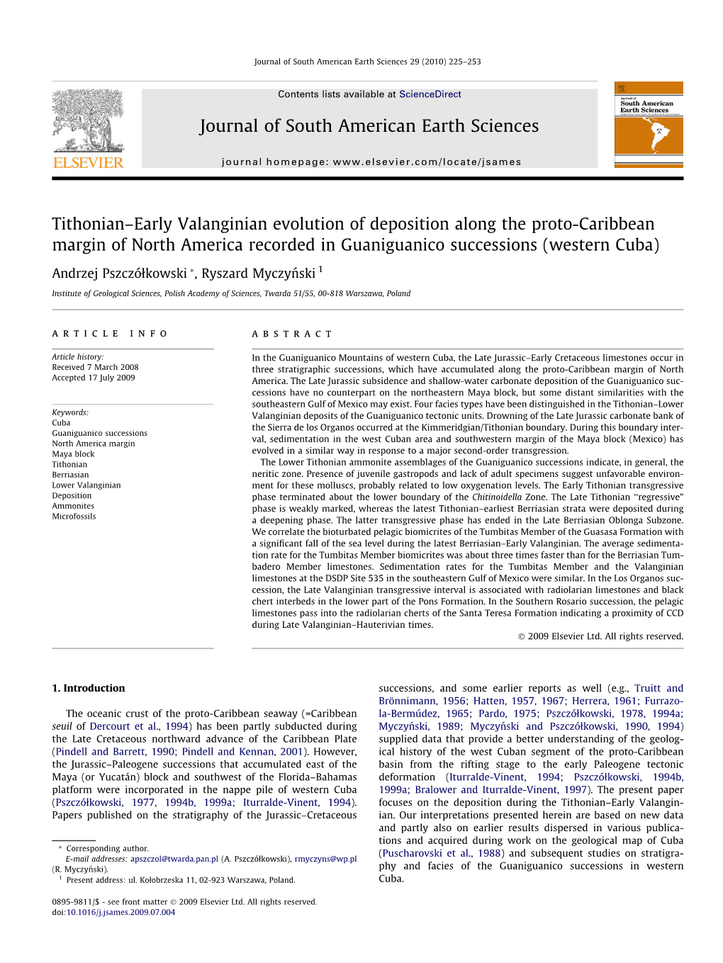 Tithonian–Early Valanginian Evolution of Deposition Along the Proto-Caribbean Margin of North America Recorded in Guaniguanico Successions (Western Cuba)