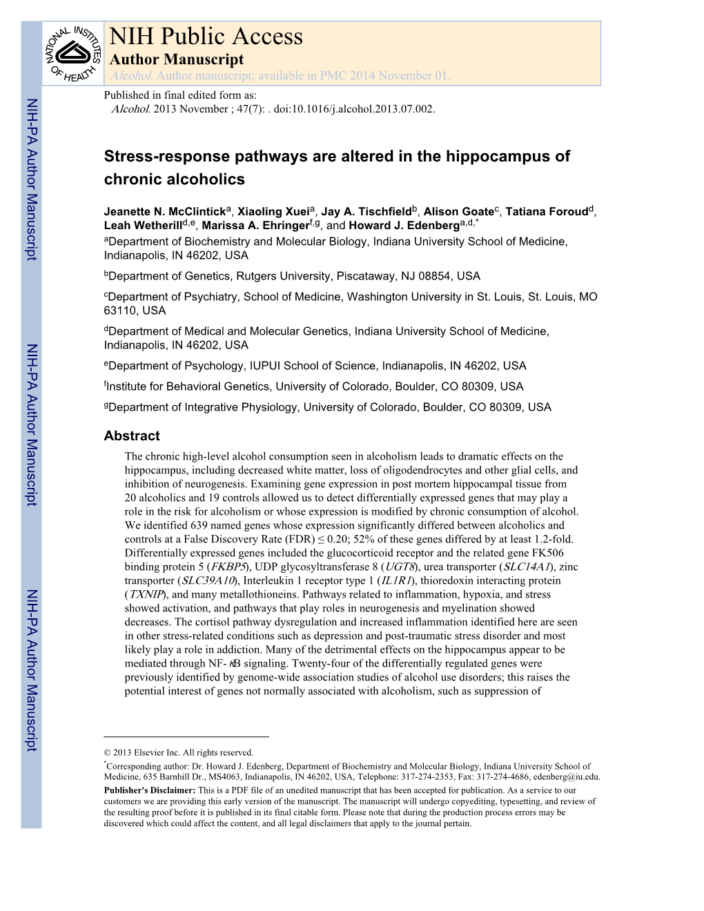 NIH Public Access Author Manuscript Alcohol