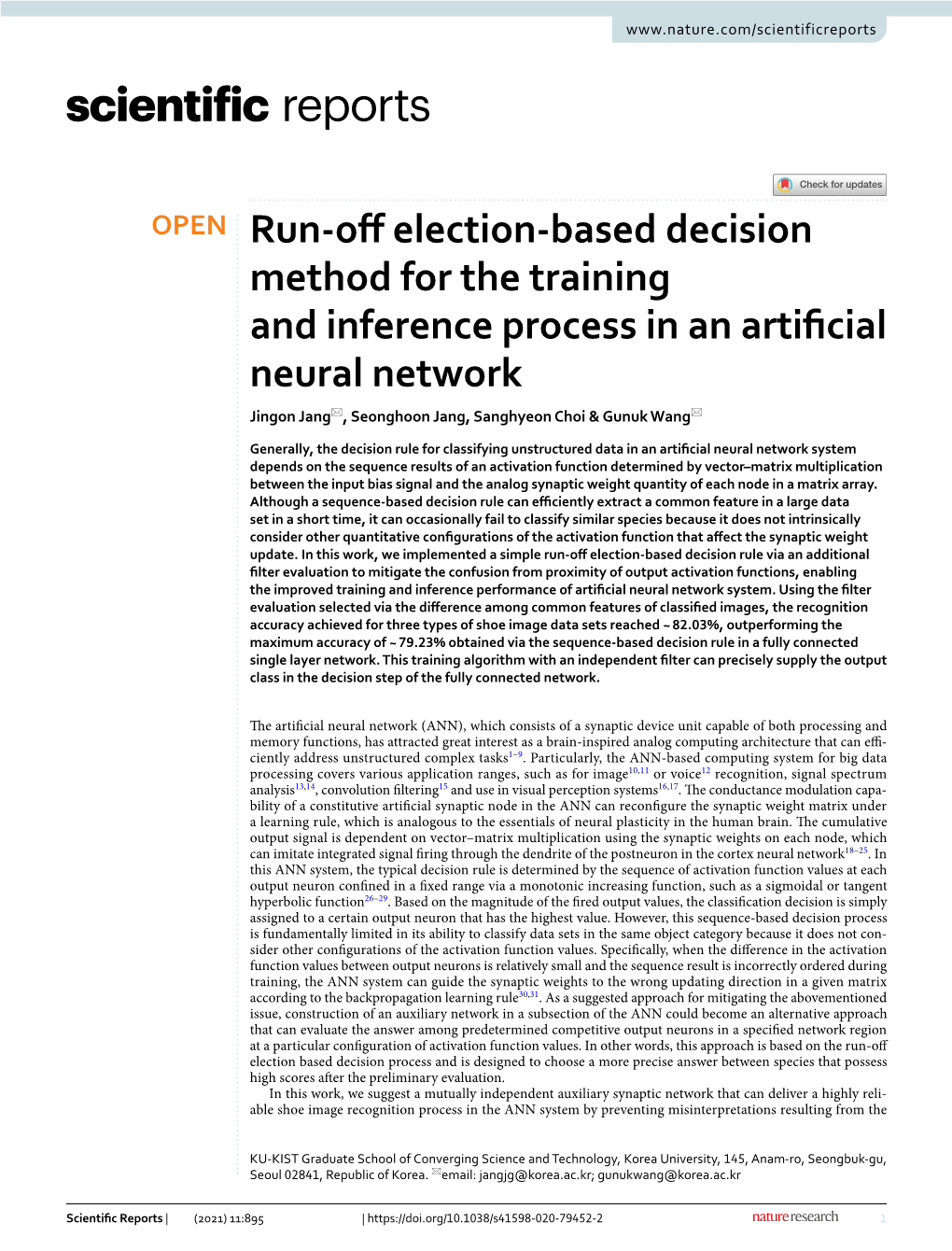 Run-Off Election-Based Decision Method for the Training And