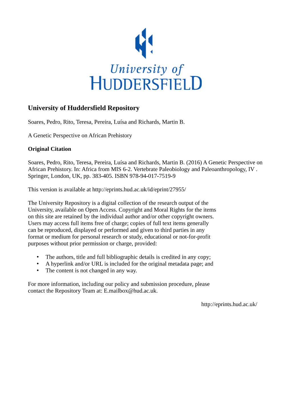 University of Huddersfield Repository