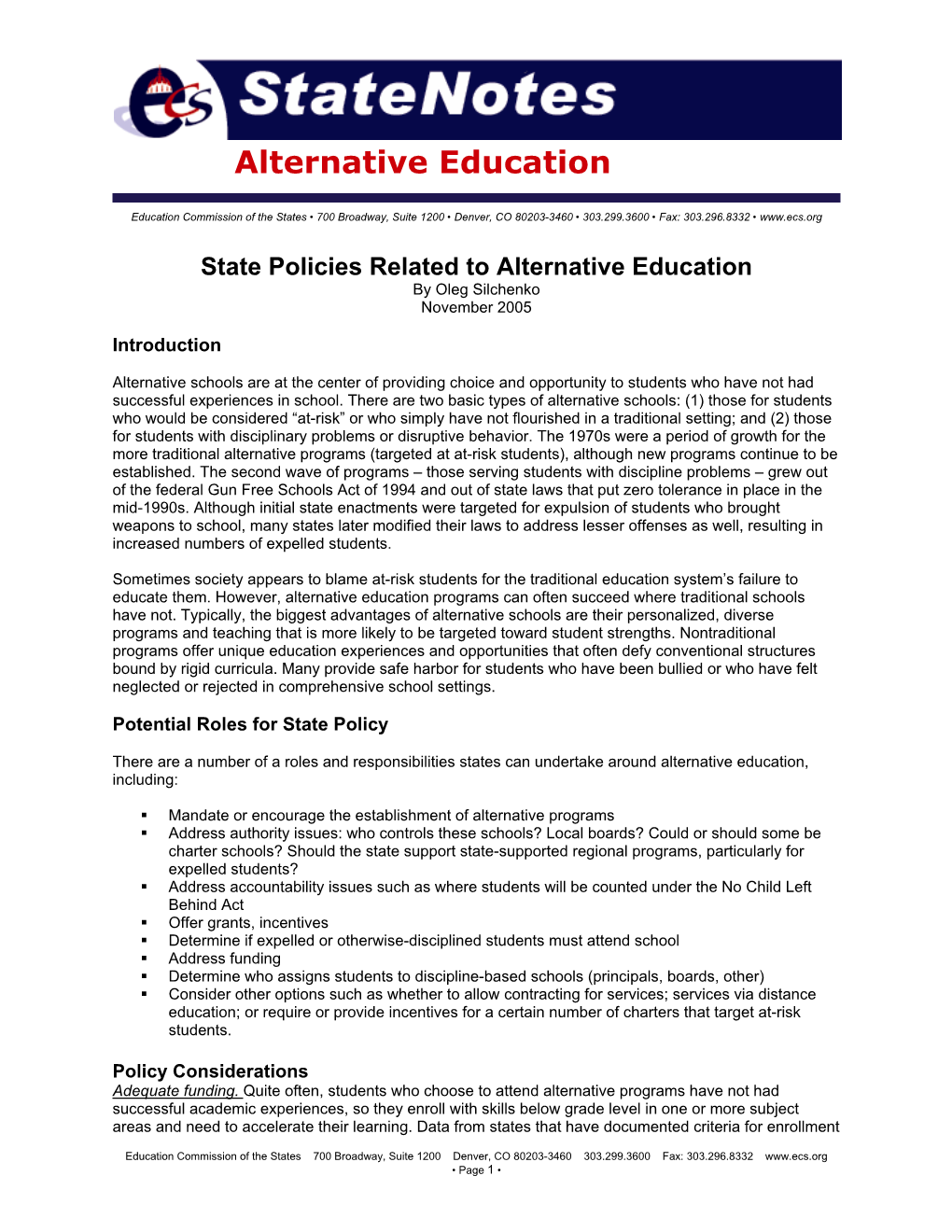 Alternative Education