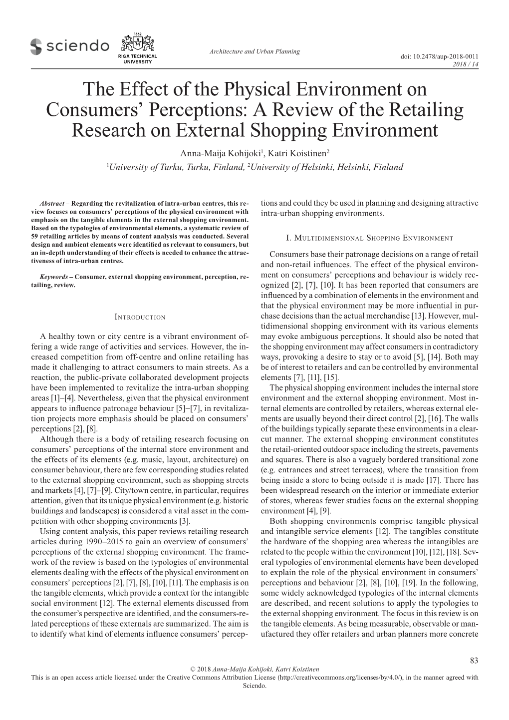 The Effect of the Physical Environment on Consumers' Perceptions: A