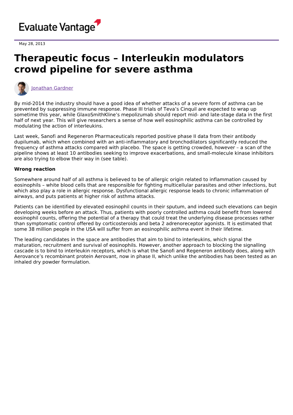 Interleukin Modulators Crowd Pipeline for Severe Asthma