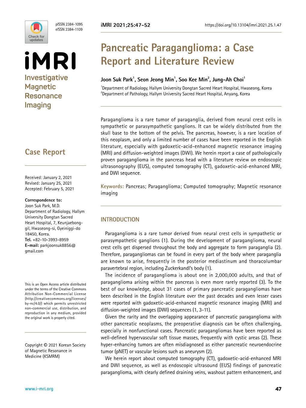 Pancreatic Paraganglioma: a Case Report and Literature Review