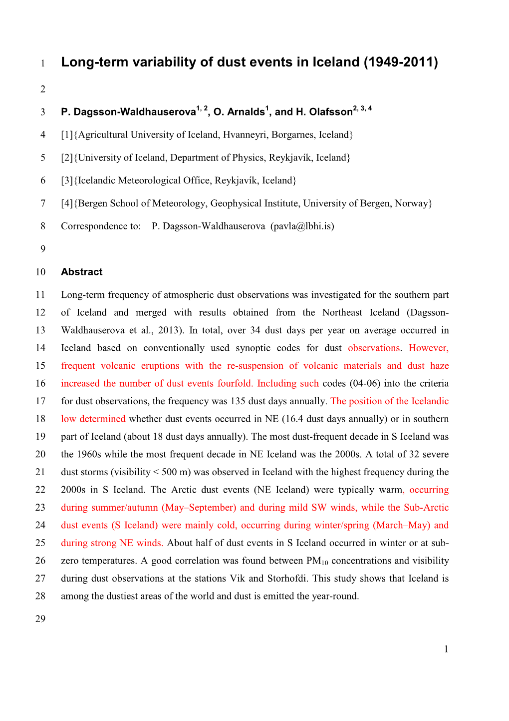 Long-Term Variability of Dust Events in Iceland (1949-2011)