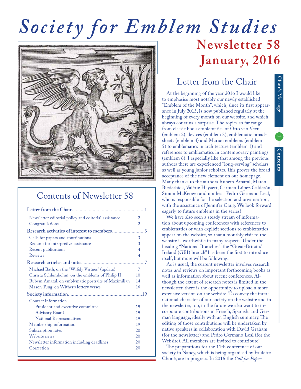 Newsletter 58 January, 2016