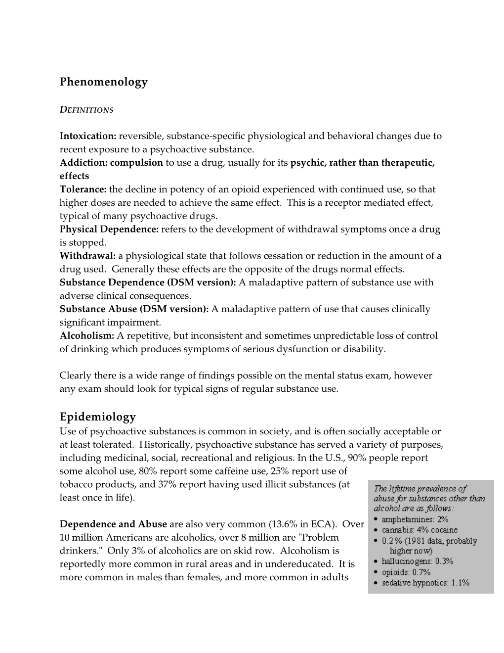 Phenomenology Epidemiology