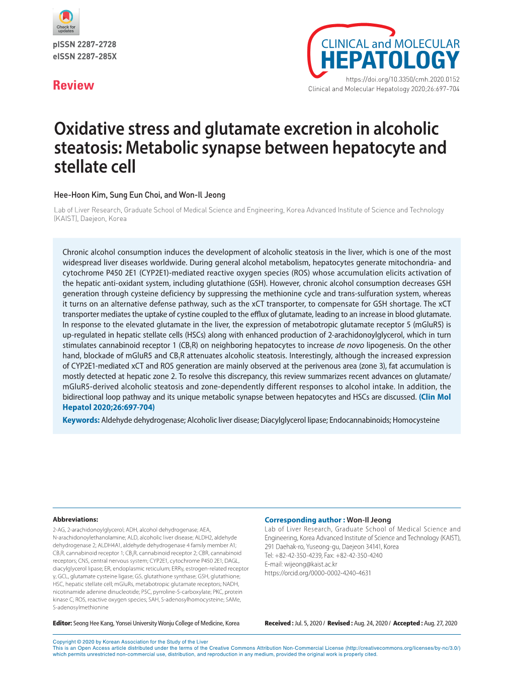 Oxidative Stress and Glutamate Excretion in Alcoholic Steatosis: Metabolic Synapse Between Hepatocyte and Stellate Cell