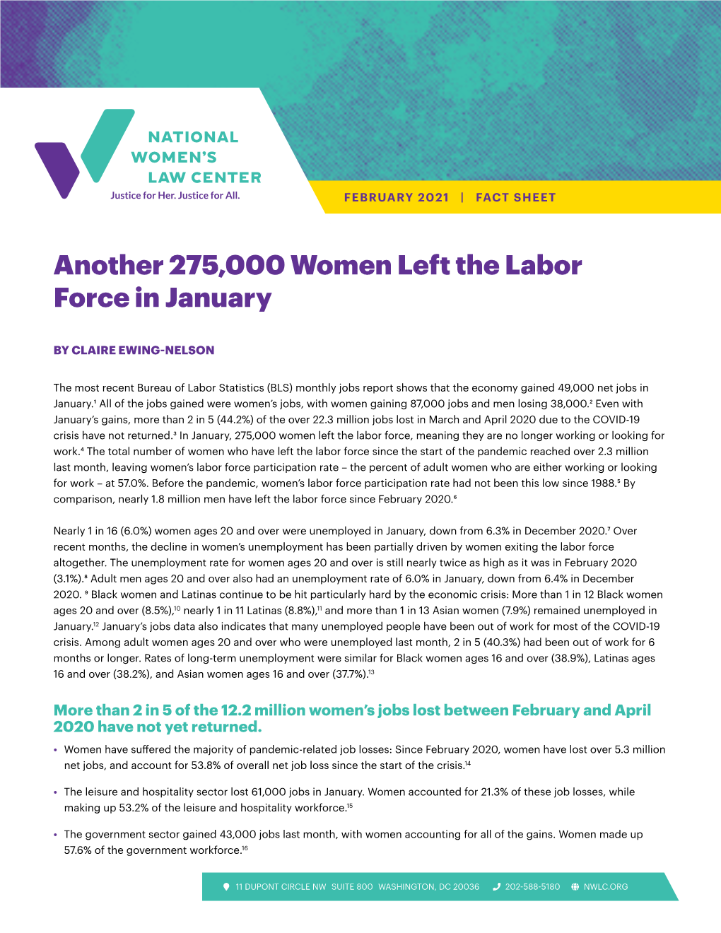 Another 275,000 Women Left the Labor Force in January