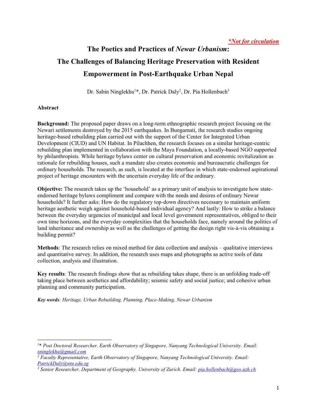 The Poetics and Practices of Newar Urbanism: the Challenges of Balancing Heritage Preservation with Resident Empowerment in Post-Earthquake Urban Nepal