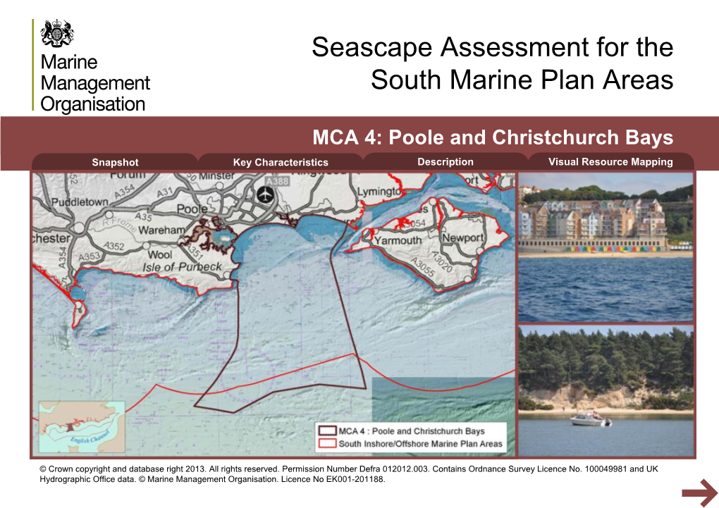 Poole and Christchurch Bays Snapshot Key Characteristics Description Visual Resource Mapping