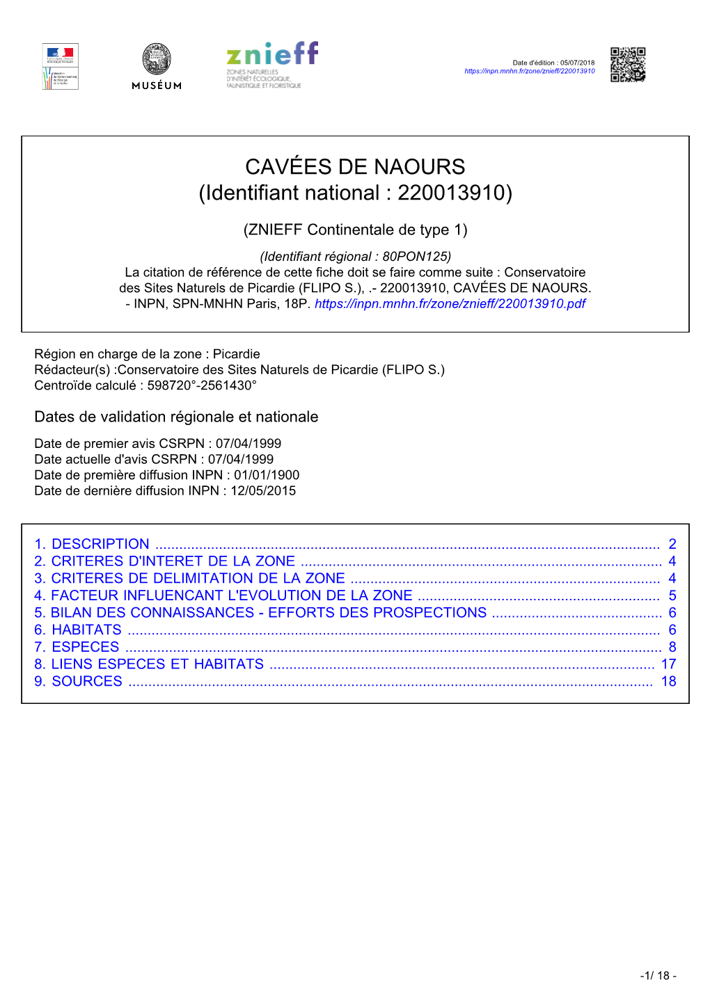 CAVÉES DE NAOURS (Identifiant National : 220013910)