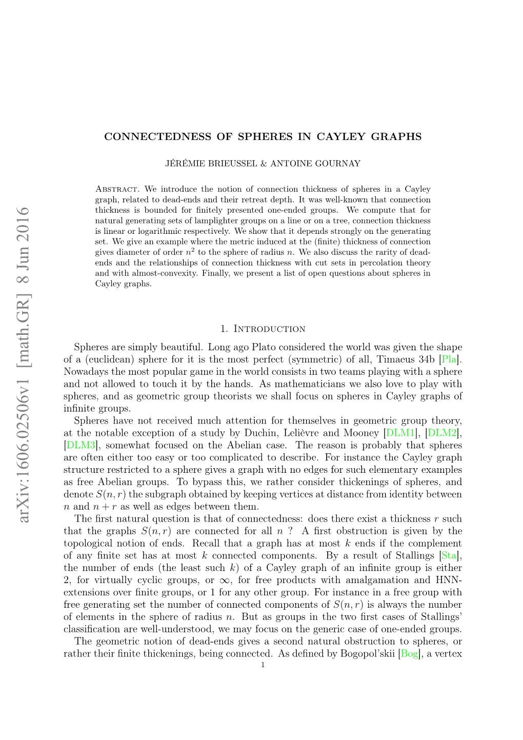 Connectedness of Spheres in Cayley Graphs, C