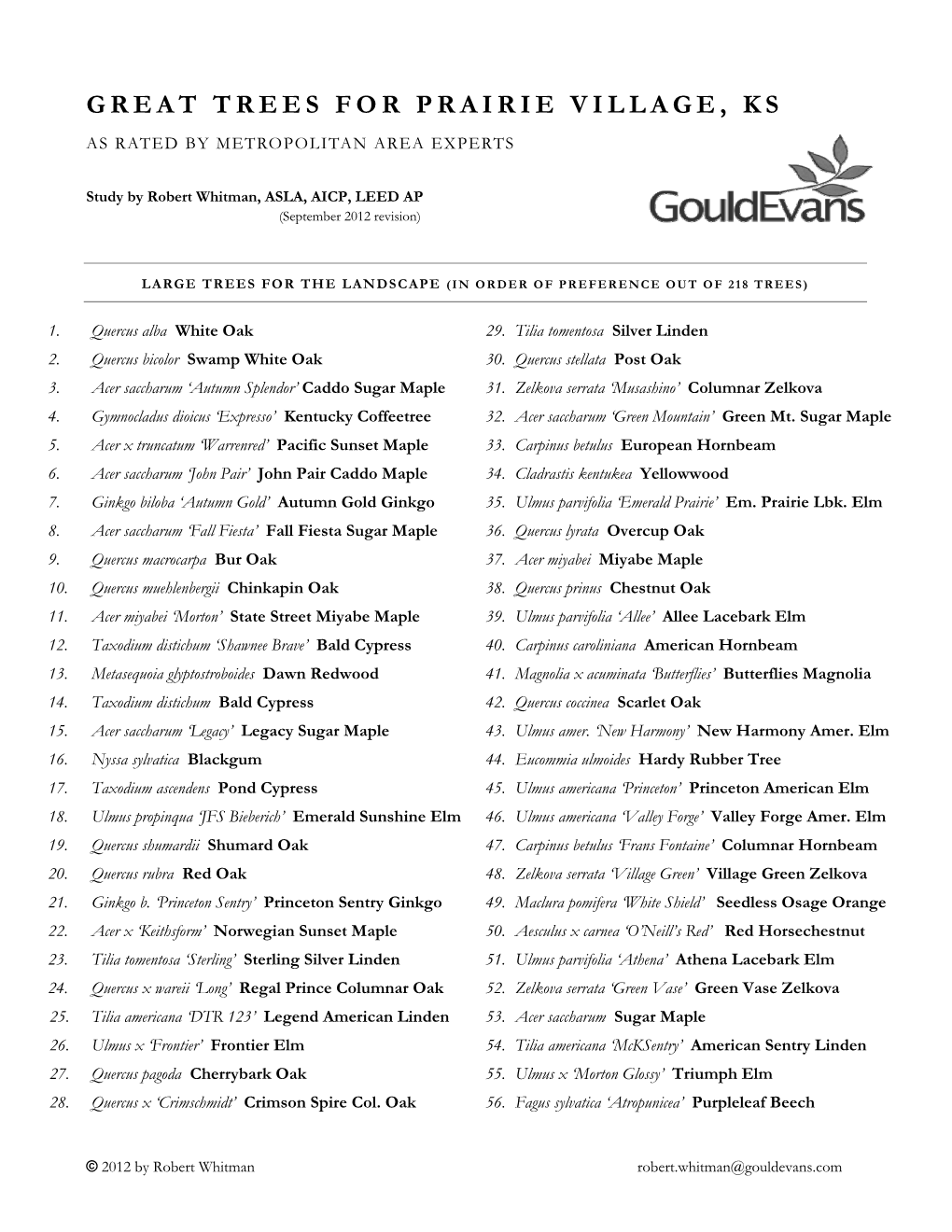 Great Trees for Prairie Village, Ks As Rated by Metropolitan Area Experts