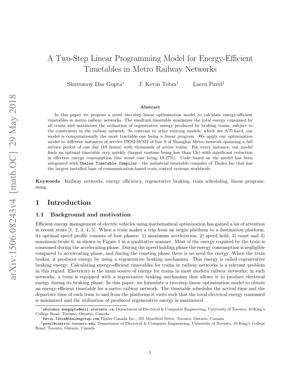 A Two-Step Linear Programming Model for Energy-Efficient Timetables in Metro Railway Networks