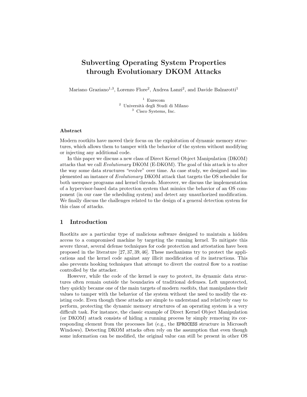 Subverting Operating System Properties Through Evolutionary DKOM Attacks