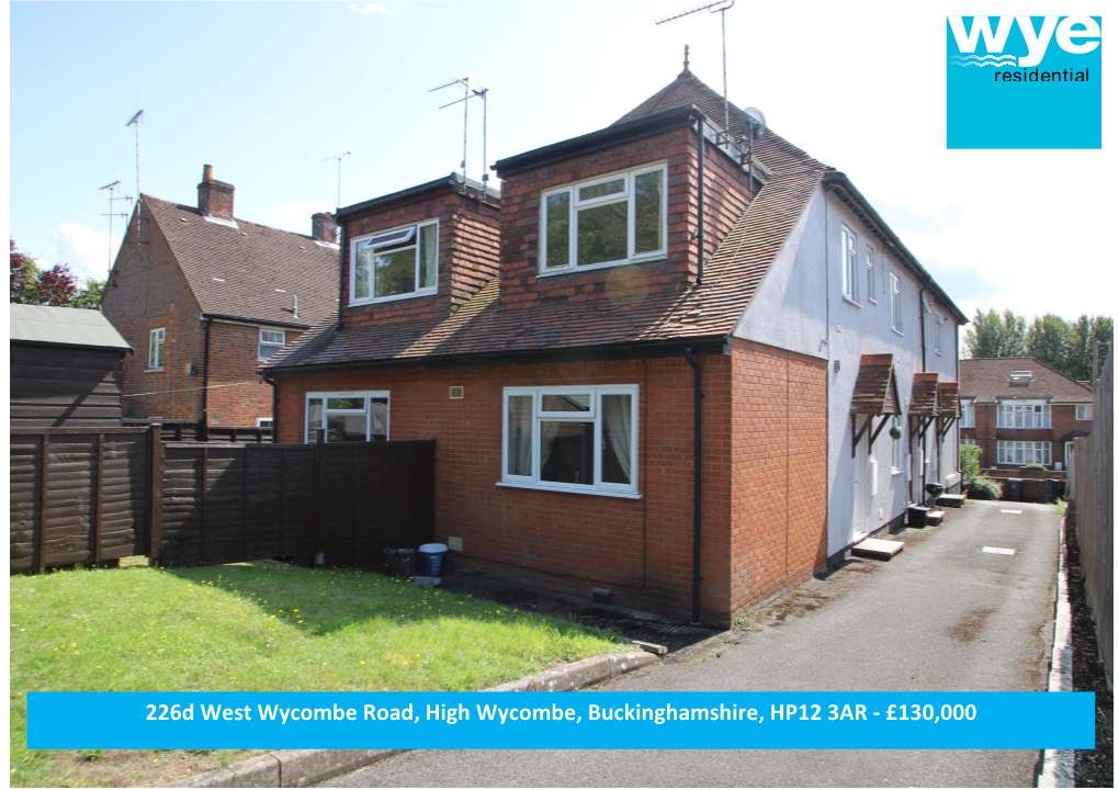 226D West Wycombe Road, High Wycombe, Buckinghamshire, HP12 3AR - £130,000 ______A One Bedroom Ground Floor Apartment Located on the West Side of High Wycombe