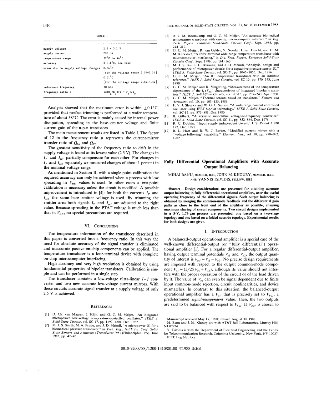 Fully Differential Operational Amplifiers with Accurate Output Balancing