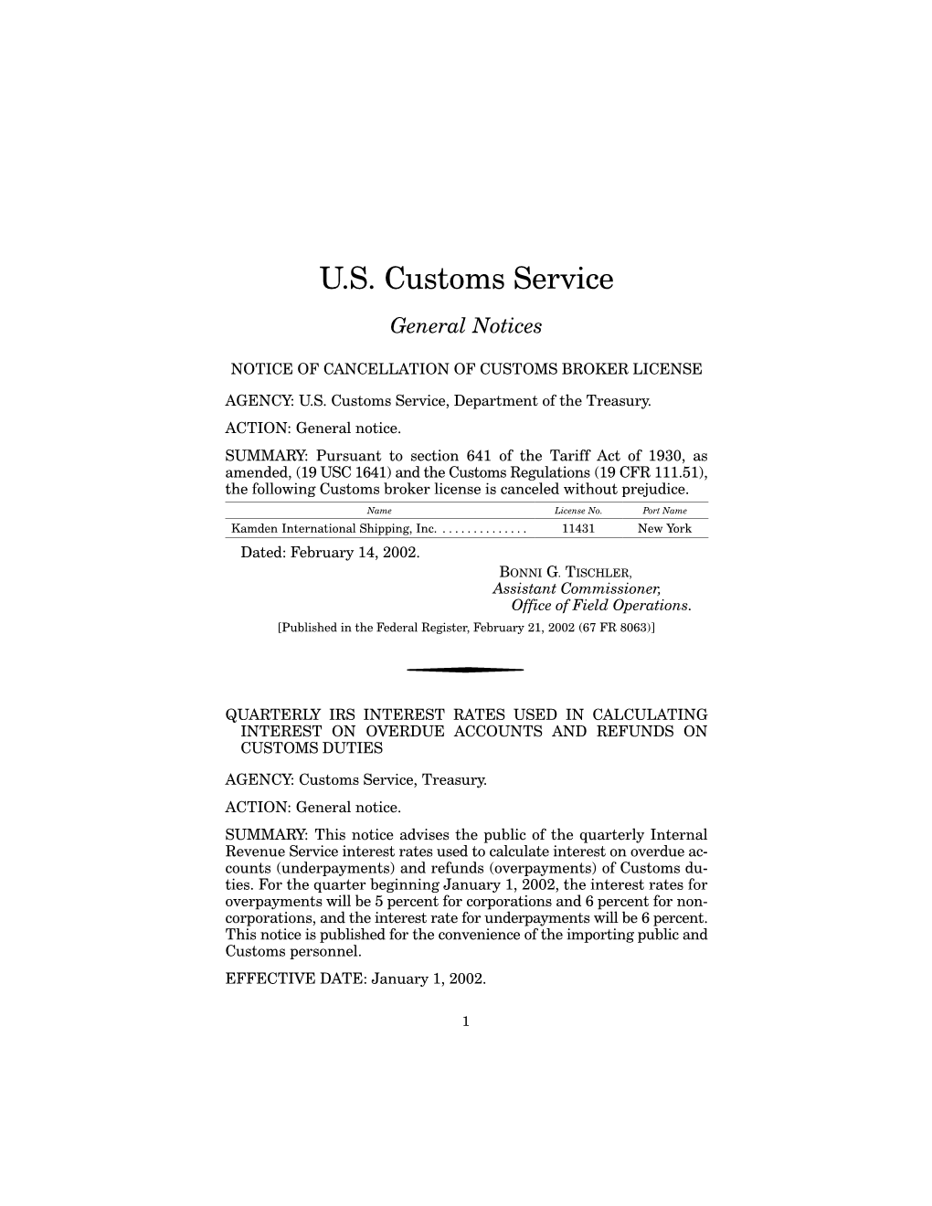 U.S. Customs Service