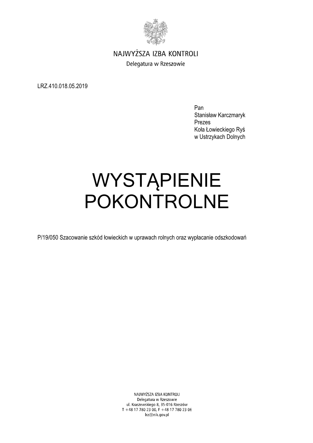 Wystąpienie Ustrzyki Ryś Po Poprawie Omyłek V-2020