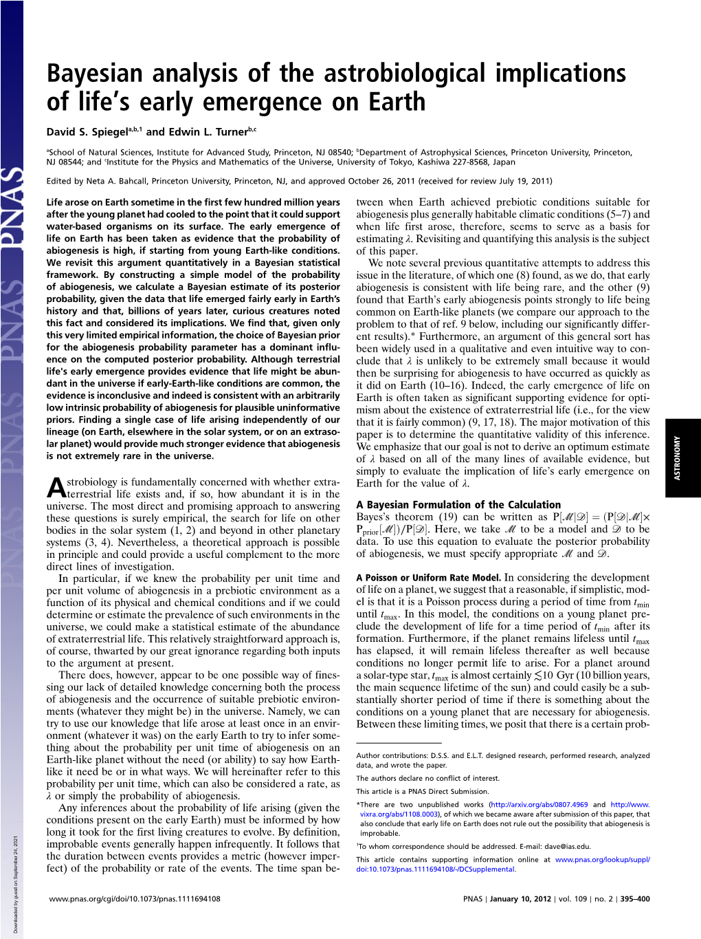 Bayesian Analysis of the Astrobiological Implications of Lifets