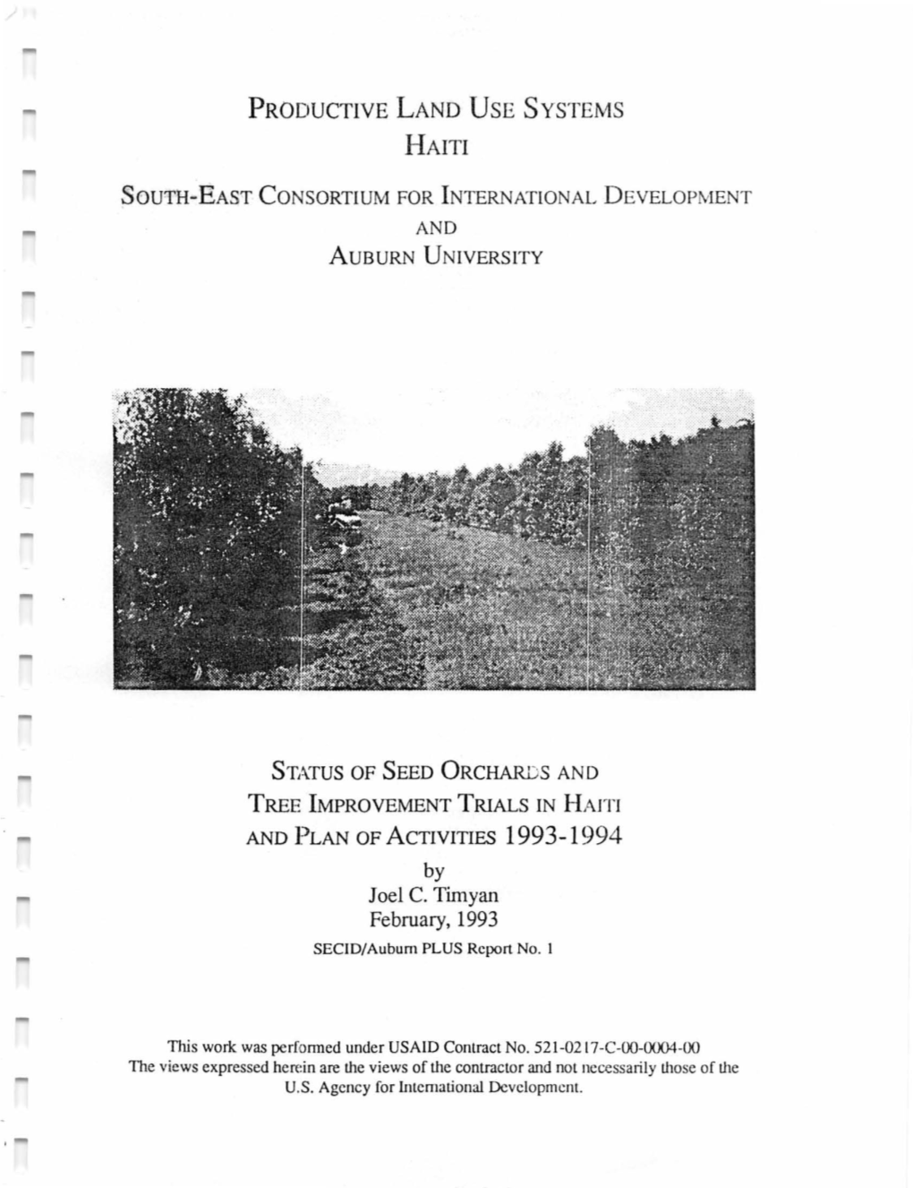 PRODUCTIVE LAND USE SYSTEMS Joel C. Timyan February, 1993