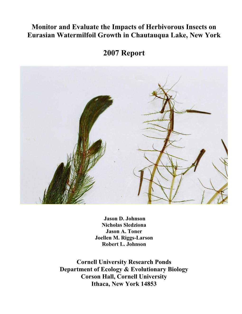 Chautauqua Lake's Eurasian Watermilfoil and Factors Influencing