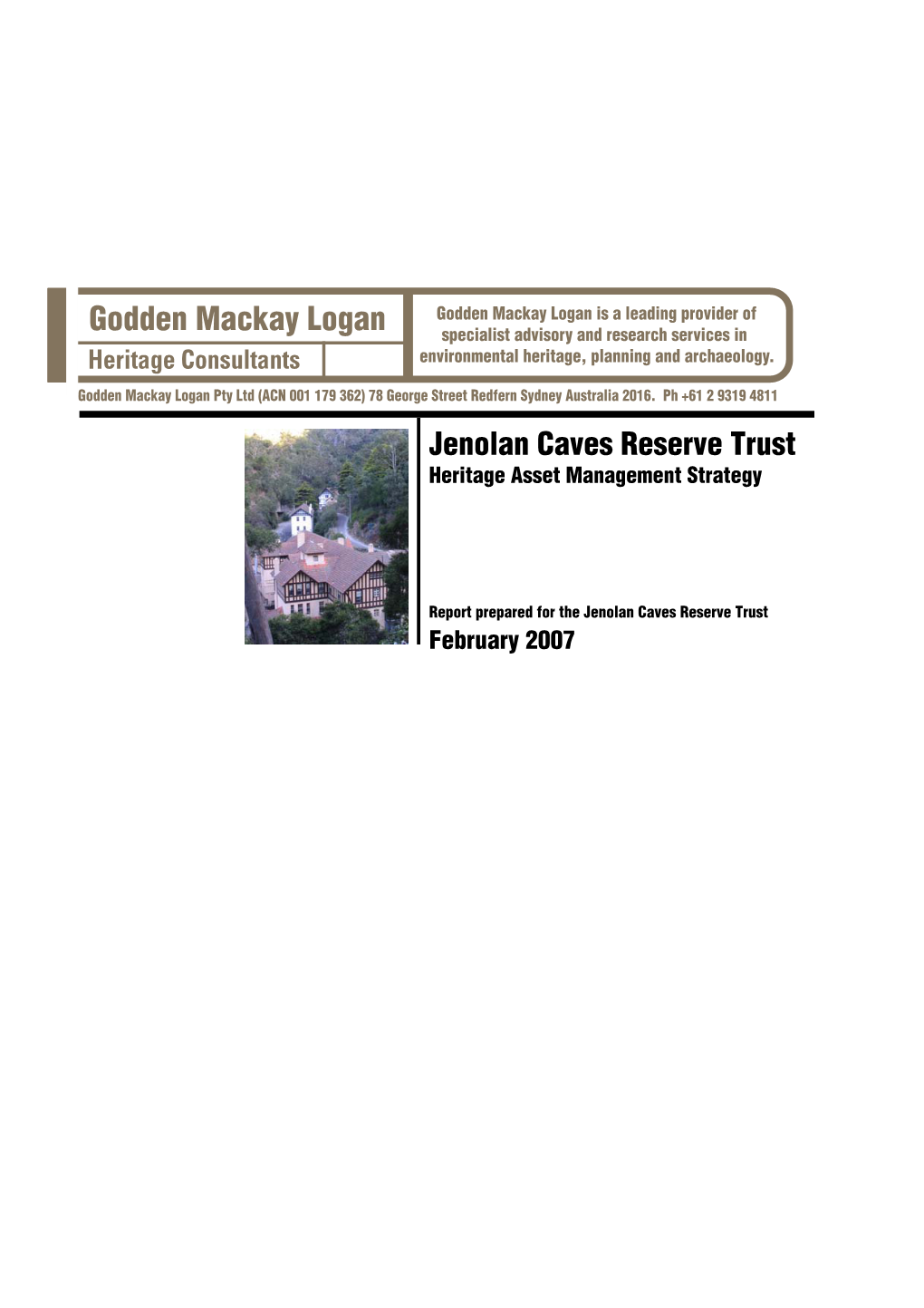 Jenolan Caves Heritage Asset Management Plan 2007