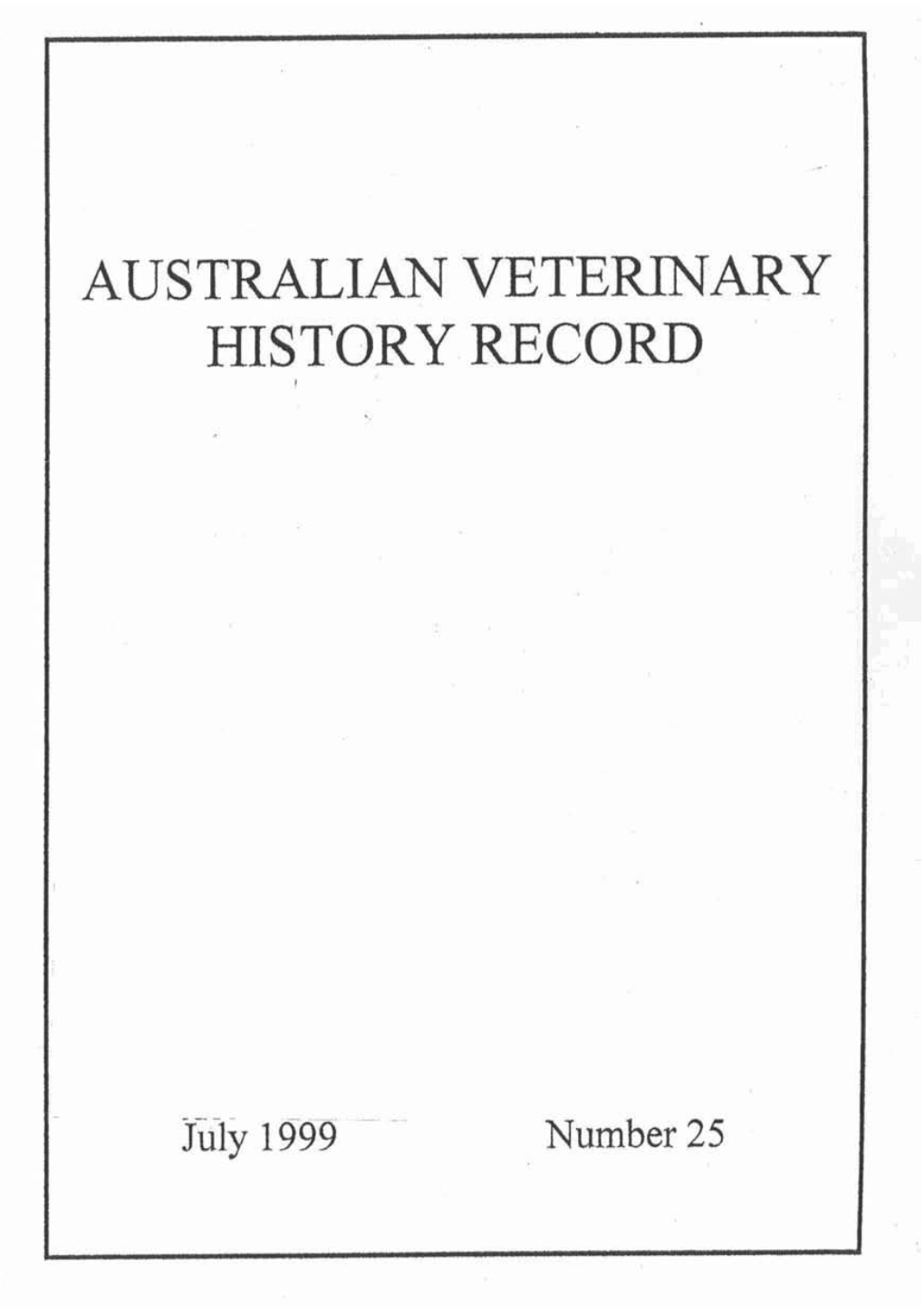 Australian Veterinary History Record