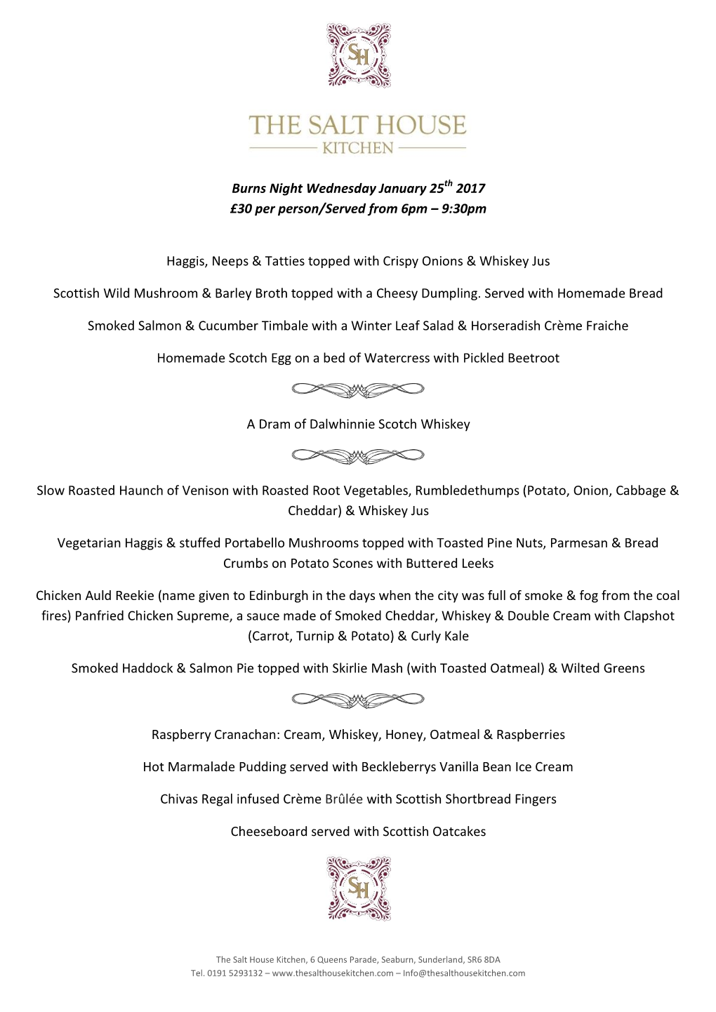 Download the Burns Night 2017 Menu