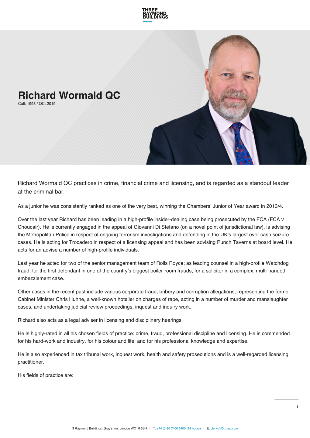 Richard Wormald QC Call: 1993 / QC: 2019