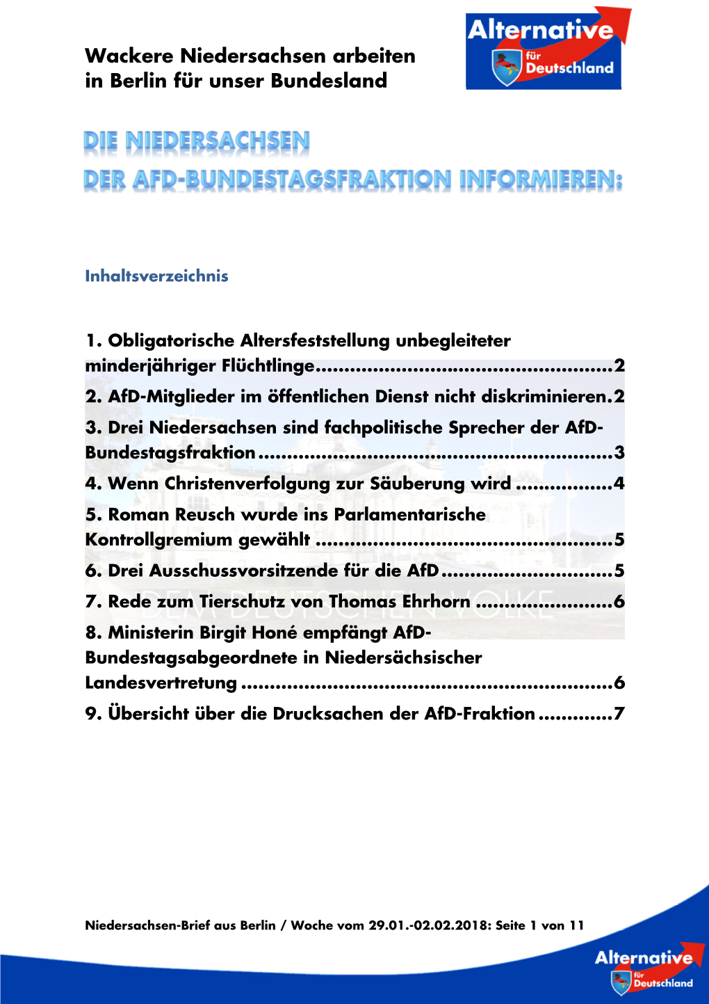 Niedersachsen-Brief Nr. 5 Vom 02.02.2018