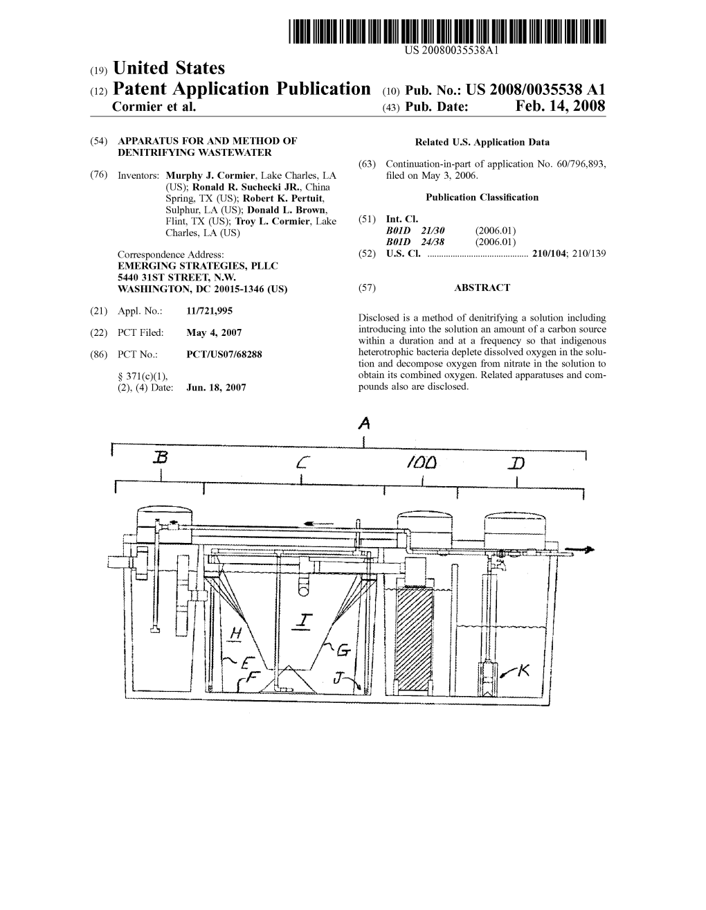 (12) Patent Application Publication (10) Pub. No.: US 2008/0035538A1 Cormier Et Al