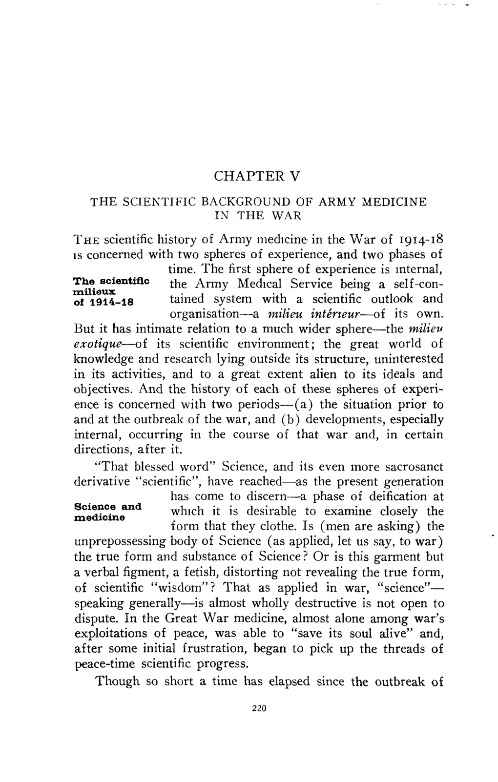 The Scientific Background of Army Medicine in The