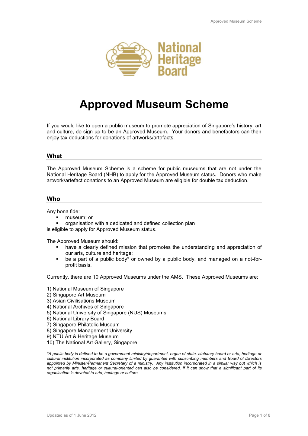 Approved Museum Scheme