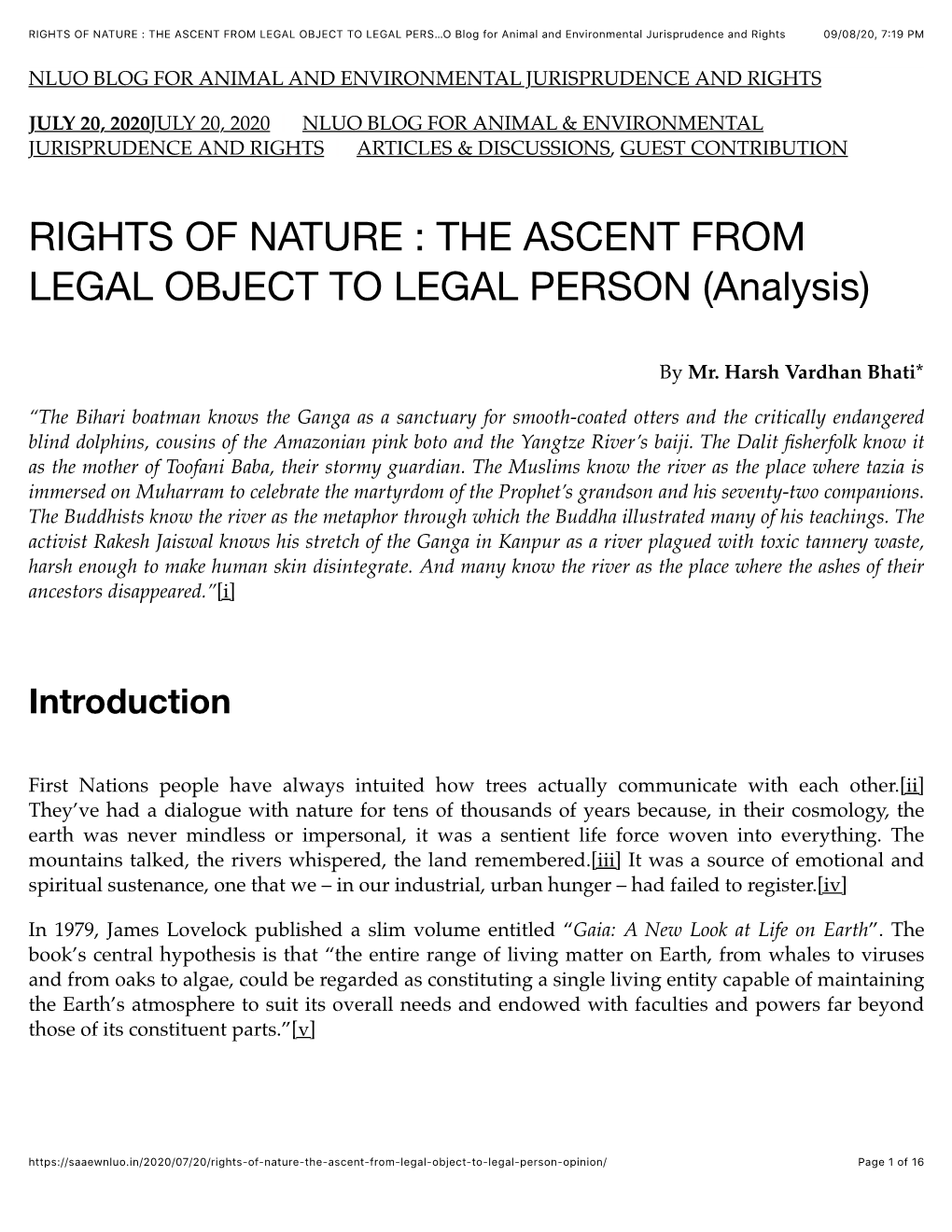 THE ASCENT from LEGAL OBJECT to LEGAL PERSON (Analysis)