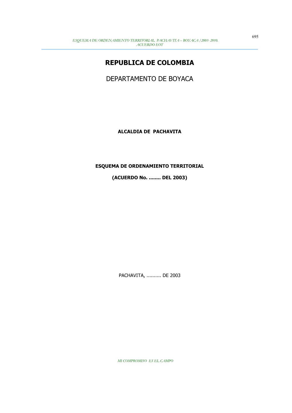 Republica De Colombia Departamento De Boyaca