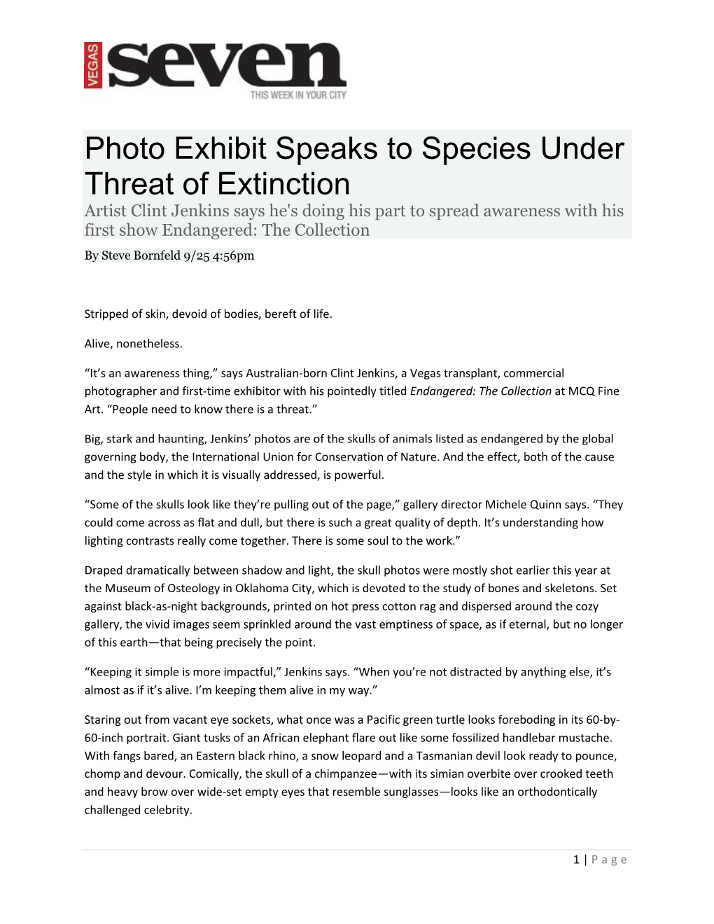 Photo Exhibit Speaks to Species Under Threat of Extinction